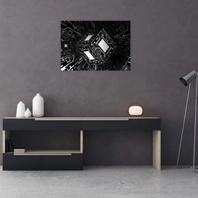 Sklenený obraz abstraktné kocky (70x50 cm)