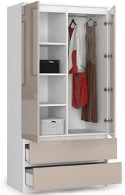 Skriňa S 90 cm 2D 2SZ CLP biela / cappuccino, lesk