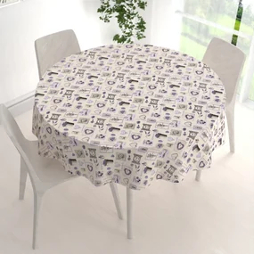 Biante Bavlnený okrúhly obrus Sandra SA-479 Levandule na krémovom Ø 130 cm