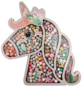 Drevené pastelové koráliky - jednorožec