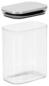 Arte Regal Sklenená obdĺžniková dóza s nerezovým vekom, 1,1l NEREZ VIVO