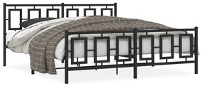 Kovový rám postele s čelom a podnožkou čierny 180x200 cm 374263
