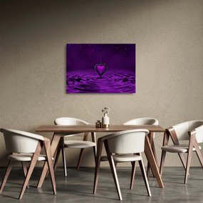 Sklenený obraz fialového srdca (70x50 cm)