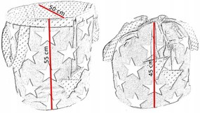 Detský kôš na hračky HVIEZDIČKY - sivý / svetlo ružový
