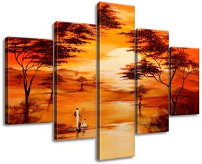 Gario Ručne maľovaný obraz Nádherná Afrika - 5 dielny Rozmery: 150 x 105 cm