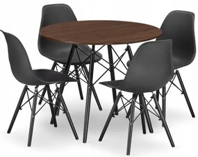 Jedálenský stôl TODI jaseň 80 cm so štyrmi stoličkami OSAKA čierne