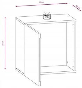 Nástěnná skříňka Vivien 50 cm bílý lesk