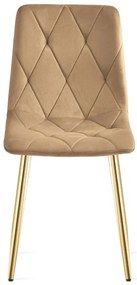 Jedálenská stolička LIBRA zamatová, hnedá / zlaté nohy