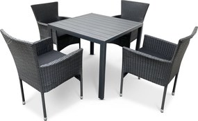 Noela Záhradný jedálenský set Viking M + 4x ratanové kreslo Bali