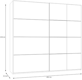 Šatníková skriňa so zrkadlom ODEN 220x210 cm béžová