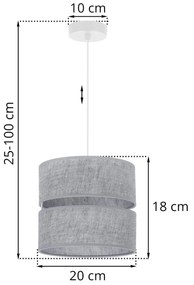 Závesné svietidlo Len, 1x šedé textilné tienidlo, (fi 20 cm), w