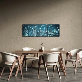 Obraz žiariaceho veľkomesta (s hodinami) (90x30 cm)
