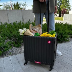 Portelino Skladací nákupný vozík PORTELINO, čierny