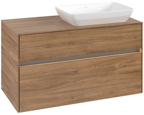 VILLEROY &amp; BOCH Collaro závesná skrinka pod umývadlo na dosku (umývadlo vpravo), 2 zásuvky, s LED osvetlením, 1000 x 500 x 548 mm, Oak Kansas, C111B0RH