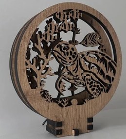 Drevená lampička na nočný stolík Korytnačka