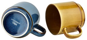 Sada 4 ks porcelánových hrnků EVIE 400 ml zlatá/modrá