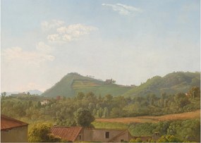 Sklenený obraz - Simon Denis,  View Near Naples, reprodukcia (70x50 cm)