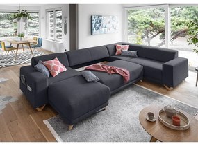 Antracitová rozkladacia/s úložným priestorom rohová pohovka (pravý roh/do tvaru "U") Classy Sophie – Miuform