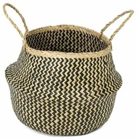 Compactor Pletený úložný košík z morskej trávy Belly, 35 x 32 cm, čierna, M