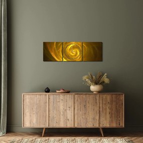 Obraz abstraktnej žltej špirály (s hodinami) (90x30 cm)