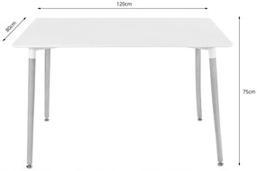 Jedálenský stôl ADRIA biely so štyrmi stoličkami OSAKA zelené