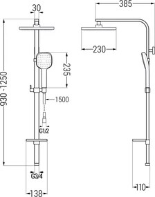 Mexen - Q33 sprchový set s hornou hlavicou Circle, chrómová, 798333395-00