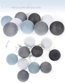Tutumi Cotton Balls, LED svietiace guličky 200cm 10ks FL-01, tmavo-sivá, BAL-00005