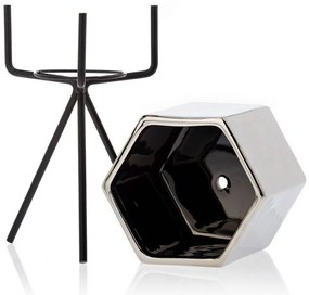 KERAMICKÝ KVETINÁČ SO STOJANOM SASHI 20X9,5 CM STRIEBORNÁ