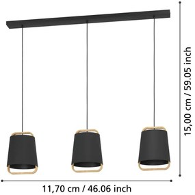 Eglo 390186 - Luster na lanku CAMALOZA 3xE27/40W/230V čierna