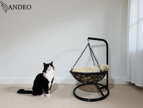 Závesné hojdacie kreslo pre mačky LILY - čierno béžové
