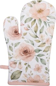 Biela bavlnená chňapka - rukavice s ružami Soft Romantic Blush - 18*30 cm