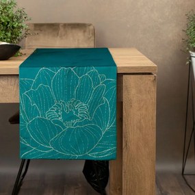 Dekorstudio Elegantný zamatový behúň na stôl BLINK 13 tmavotyrkysový Rozmer behúňa (šírka x dĺžka): 35x220cm