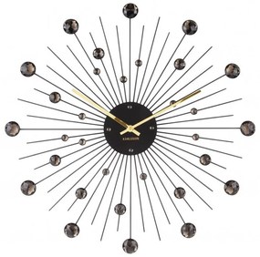 Nástenné hodiny z krištáľov čiernej farby Karlsson Sunburst