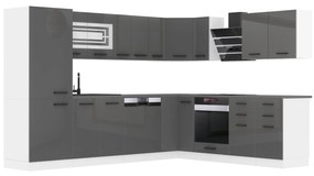 Kuchynská linka Belini Premium Full Version 520 cm šedý lesk s pracovnou doskou JULIE