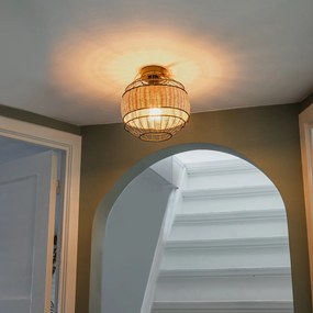 Orientálne stropné svietidlo čierne s ratanom 25 cm - Emir