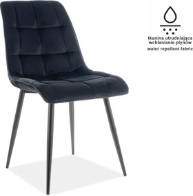 SI Štýlová matná zamatová stolička čierna