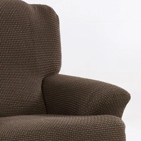 Super strečové poťahy NIAGARA tabaková kreslo ušiak (š. 70 - 95 cm)