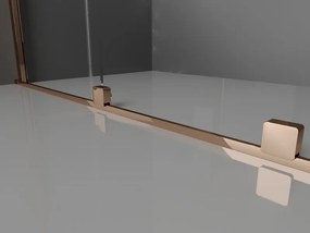 Mexen Velar, sprchový kút s posuvnými dverami 100 x 100 cm, 8mm šedé sklo, ružové zlato, 871-100-100-41-60