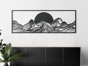 drevko Široký obraz Západ slnka za horami Rozmer obrazu: 32 x 89 cm, Farba dekorácie: Čierna