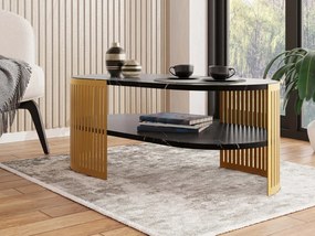 Konferenčný stolík Zinzit Gold II, Farba: zlatá / čierna pietra grigia