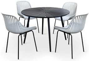 Noela Záhradný jedálenský set Wilder + 4x stolička GABY sivá