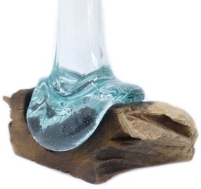 Roztavené sklo na dreve - Váza na kvety