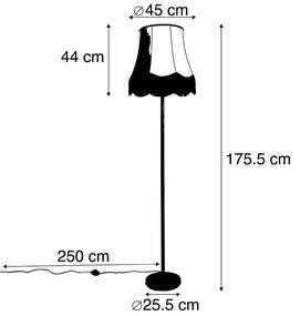 Klasická stojaca lampa čierna s tienidlom Granny B sivá - Simplo