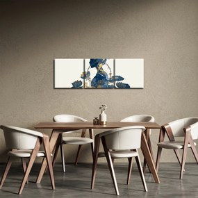 Obraz - Mramorový profil ženy (s hodinami) (90x30 cm)
