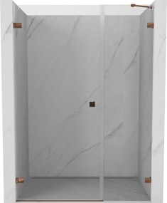 Mexen Lunar-B, ľavé otočné sprchové dvere 130 cm, 8mm číre sklo, ružové zlato profil, 832S-130-050-60-00-L
