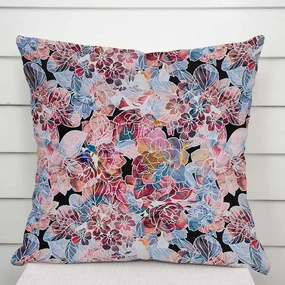 Biante Dekoračná obliečka na vankúš Rongo RGP-503 Červeno-modré kvety 45 x 45 cm