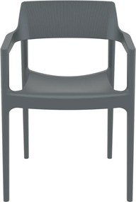 TULUM záhradná stolička s podrúčkami dark grey