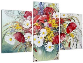 Obraz vázy s divokými kvetmi (90x60 cm)