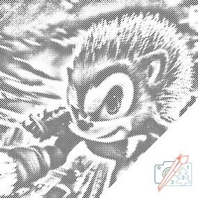 Gario Bodkovanie Ježko sonic Rozmery: 50 x 50 cm, Rámovanie: Iba zrolované plátno, Farba bodiek: Modrá