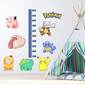 PIPPER. Textilná nálepka na stenu "Detský meter - Pokemón"